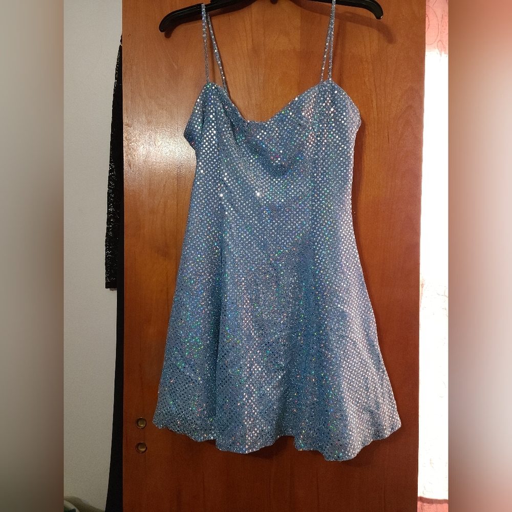 Light blue sequin dress, home made by me (starla), one of a kind size 7/8